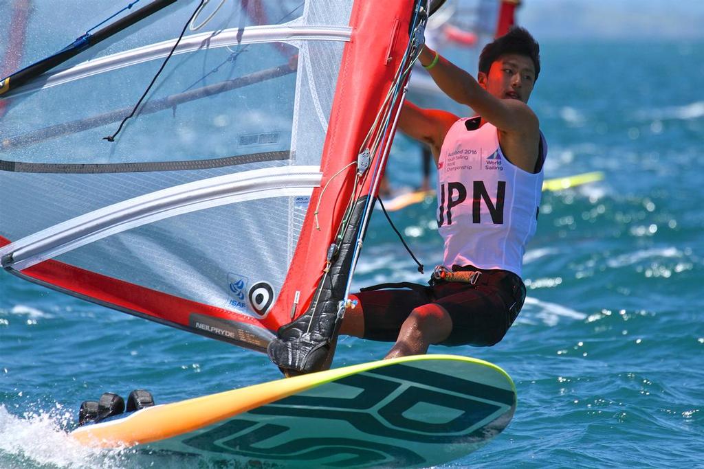 Start Mens RS:X - Aon Youth Worlds 2016, Torbay, Auckland, New Zealand, Day 2 © Richard Gladwell www.photosport.co.nz